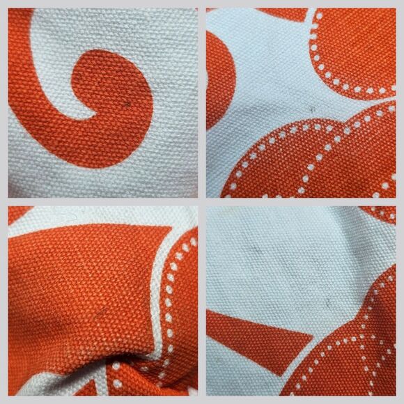 Saks Fifth Avenue Orange White Floral Fabric Shoulder Bag Slouch Hobo Lined - Picture 8 of 12